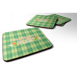 Caroline'S Treasures Fall Pumpkin Spice Gingham Foam Coaster Set Of 4, 3.5, Multicolor