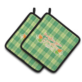 Caroline'S Treasures Bb6923Pthd Fall Pumpkin Spice Gingham Pair Of Pot Holders, 7.5 X 7.5, Multicolor