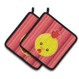 Caroline'S Treasures Bb6929Pthd Chicken Face Pair Of Pot Holders, 7.5 X 7.5, Multicolor