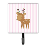 Caroline'S Treasures Deer In Pink Stripes Wall Hook, Small, Multicolor
