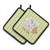 Caroline'S Treasures Bb6935Pthd Flowered Hedgehog Pair Of Pot Holders, 7.5 X 7.5, Multicolor