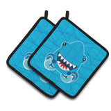 Caroline'S Treasures Bb6947Pthd Shark Open Wide In Waves Pair Of Pot Holders, 7.5 X 7.5, Multicolor