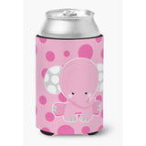 Caroline'S Treasures Elephant With Pink Polkadots Can Or Bottle Hugger, Can Hugger, Multicolor
