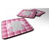 Caroline'S Treasures Elephant Pink Gingham Foam Coaster Set Of 4, 3.5, Multicolor