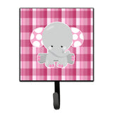 Caroline'S Treasures Elephant Pink Gingham Wall Hook, Small, Multicolor