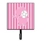 Caroline'S Treasures Elephant On Pink Stripes Wall Hook, Small, Multicolor