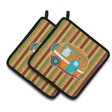 Caroline'S Treasures Retro Camper Pair Of Pot Holders, 7.5 X 7.5, Multicolor