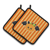 Caroline'S Treasures Bb6959Pthd Halloween Pumpkin Bat Pair Of Pot Holders, 7.5 X 7.5, Multicolor