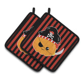 Caroline'S Treasures Bb6962Pthd Halloween Pumpkin Pirate Pair Of Pot Holders, 7.5 X 7.5, Multicolor