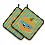 Caroline'S Treasures Bb6965Pthd Halloween Pumpkin Superhero Pair Of Pot Holders, 7.5 X 7.5, Multicolor