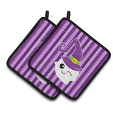 Caroline'S Treasures Bb6966Pthd Halloween Ghost Witch Pair Of Pot Holders, 7.5 X 7.5, Multicolor