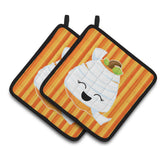 Caroline'S Treasures Bb6968Pthd Halloween Pumpkin Mummy Pair Of Pot Holders, 7.5 X 7.5, Multicolor
