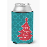 Caroline'S Treasures Christmas Tree Teal Red Can Or Bottle Hugger, Can Hugger, Multicolor