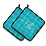 Caroline'S Treasures Bb6974Pthd Christmas Tree Reindeer Blue Pair Of Pot Holders, 7.5 X 7.5, Multicolor