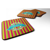 Caroline'S Treasures Christmas Wreath Believe Foam Coaster Set Of 4, 3.5, Multicolor
