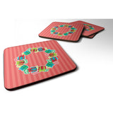 Caroline'S Treasures Christmas Wreath Presents Foam Coaster Set Of 4, 3.5, Multicolor
