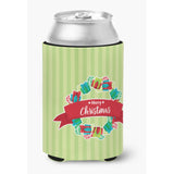 Caroline'S Treasures Christmas Wreath Presents Green Can Or Bottle Hugger, Can Hugger, Multicolor