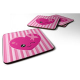 Caroline'S Treasures Breast Cancer Awareness Ribbon Heart Foam Coaster Set Of 4, 3.5, Multicolor