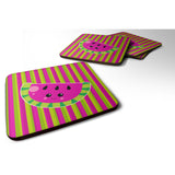 Caroline'S Treasures Watermelon Face Foam Coaster Set Of 4, 3.5, Multicolor