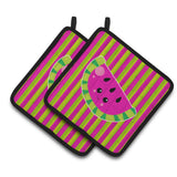 Caroline'S Treasures Bb6987Pthd Watermelon Face Pair Of Pot Holders, 7.5 X 7.5, Multicolor