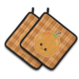 Caroline'S Treasures Bb6991Pthd Orange Face Pair Of Pot Holders, 7.5 X 7.5, Multicolor