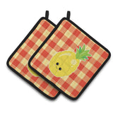 Caroline'S Treasures Bb6992Pthd Pineapple Face Pair Of Pot Holders, 7.5 X 7.5, Multicolor