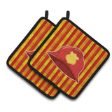 Caroline'S Treasures Fireman'S Hat Pair Of Pot Holders, 7.5 X 7.5, Multicolor
