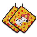 Caroline'S Treasures Bb6999Pthd Fireman Dalmatian Puppy Pair Of Pot Holders, 7.5 X 7.5, Multicolor