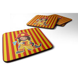 Caroline'S Treasures Bb7001Fc Fireman Girl Foam Coaster Set Of 4, 3.5, Multicolor
