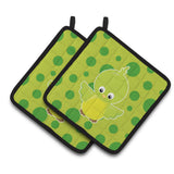 Caroline'S Treasures Bb7012Pthd Bird On Green Polkadots Pair Of Pot Holders, 7.5 X 7.5, Multicolor