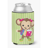 Caroline'S Treasures Monkey Going To School Can Or Bottle Hugger, Can Hugger, Multicolor