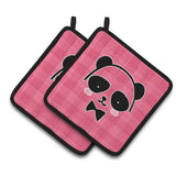 Caroline'S Treasures Bb7039Pthd Panda Bear Pink Face Pair Of Pot Holders, 7.5 X 7.5, Multicolor