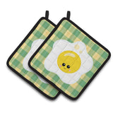Caroline'S Treasures Bb7044Pthd Fried Egg Face Pair Of Pot Holders, 7.5 X 7.5, Multicolor