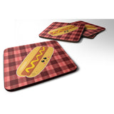Caroline'S Treasures Hot Dog Face Foam Coaster Set Of 4, 3.5, Multicolor