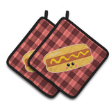 Caroline'S Treasures Bb7045Pthd Hot Dog Face Pair Of Pot Holders, 7.5 X 7.5, Multicolor