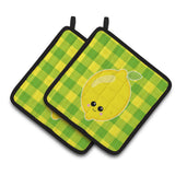 Caroline'S Treasures Bb7055Pthd Lemon Face Pair Of Pot Holders, 7.5 X 7.5, Multicolor