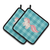 Caroline'S Treasures Little Pink Pony Polkadots Pair Of Pot Holders, 7.5 X 7.5, Multicolor