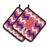 Caroline'S Treasures Bb7063Pthd Ice Pop Popcicle Red White Blue Pair Of Pot Holders, 7.5 X 7.5, Multicolor