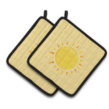 Caroline'S Treasures Bb7066Pthd Sunshine Sun On Stripes Pair Of Pot Holders, 7.5 X 7.5, Multicolor