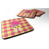 Caroline'S Treasures Bb7068Fc Ice Pop Popcicle Face Gingham Foam Coaster Set Of 4, 3.5, Multicolor