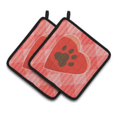 Caroline'S Treasures Bb7073Pthd Puppy Pawprint Heart Pair Of Pot Holders, 7.5 X 7.5, Multicolor
