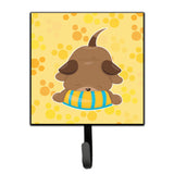 Caroline'S Treasures Puppy On Yellow Pawprints Wall Hook, Small, Multicolor