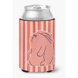 Caroline'S Treasures Rabbit On Pink Stripes Can Or Bottle Hugger, Can Hugger, Multicolor
