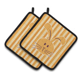 Caroline'S Treasures Bb7081Pthd Rabbit On Stripes Pair Of Pot Holders, 7.5 X 7.5, Multicolor