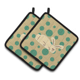 Caroline'S Treasures Bb7083Pthd Rabbit On Polkadots Pair Of Pot Holders, 7.5 X 7.5, Multicolor