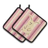 Caroline'S Treasures Bb7084Pthd Rabbit On Stripes Pair Of Pot Holders, 7.5 X 7.5, Multicolor