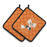 Caroline'S Treasures Bb7085Pthd Baby Fox Quatrafoil Pair Of Pot Holders, 7.5 X 7.5, Multicolor