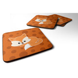 Caroline'S Treasures Baby Fox Polkadot Foam Coaster Set Of 4, 3.5, Multicolor