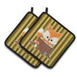 Caroline'S Treasures Bb7088Pthd Baby Fox Tree Stripes Pair Of Pot Holders, 7.5 X 7.5, Multicolor