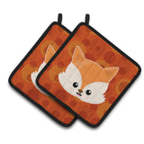 Caroline'S Treasures Bb7089Pthd Baby Fox Face Polkadots Pair Of Pot Holders, 7.5 X 7.5, Multicolor